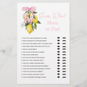 Flyer La dolce vita lemon Baby Shower Adivinar quién jue