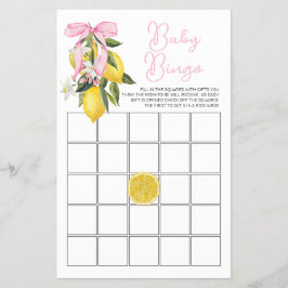 Flyer La Dolce Vita Lemon Pink Bow Baby Shower Bingo
