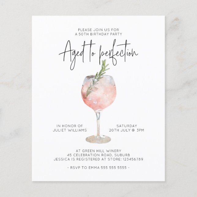 Flyer La edad del vino rosado presupuestal a la perfecci (Frente)