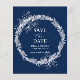 Flyer La elegante boda azul de la marina clásica salva l