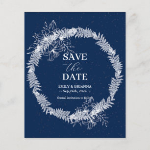 Flyer La elegante boda azul de la marina clásica salva l