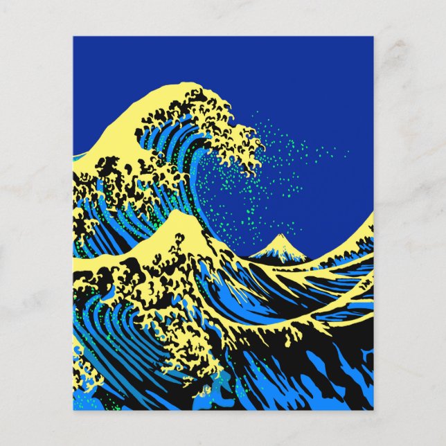 Flyer La gran ola de Hokusai al estilo de arte pop (Frente)