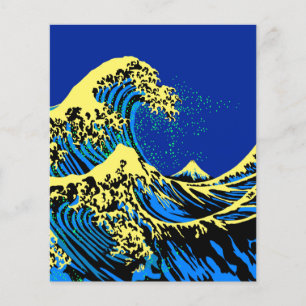 Flyer La gran ola de Hokusai al estilo de arte pop
