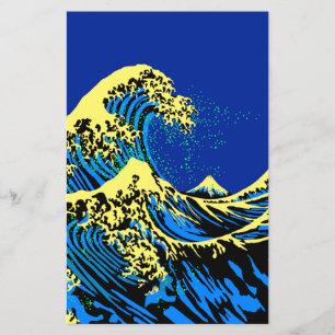 Flyer La gran ola de Hokusai en la decoración de arte po