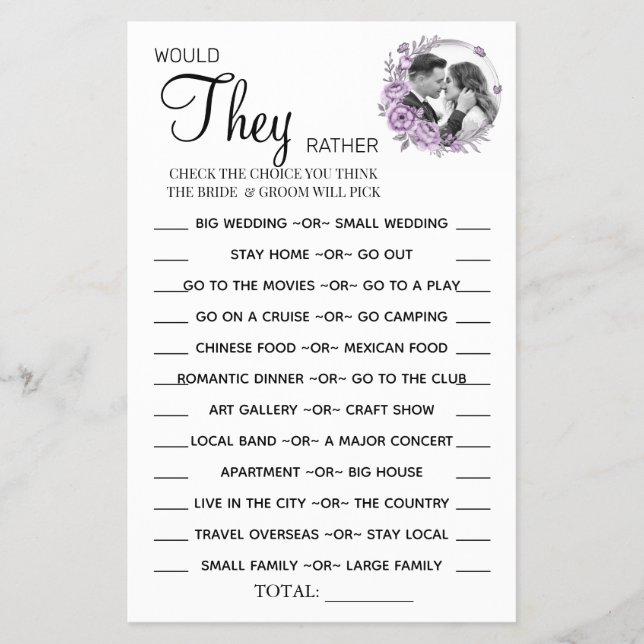 Flyer ¿La orquídea prefiere tarjeta de juego de ducha? (Frente)