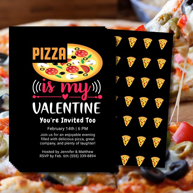 Flyer La pizza es mi San Valentín divertida fiesta (Pizza Is My Valentine Funny Party Flyer)
