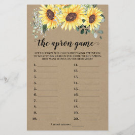 Flyer La tarjeta Apron Bridal Shower Greenery Sunflowers
