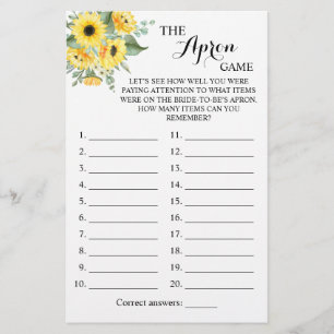 Flyer La tarjeta de juego Apron Shower Greenery Sunflowe