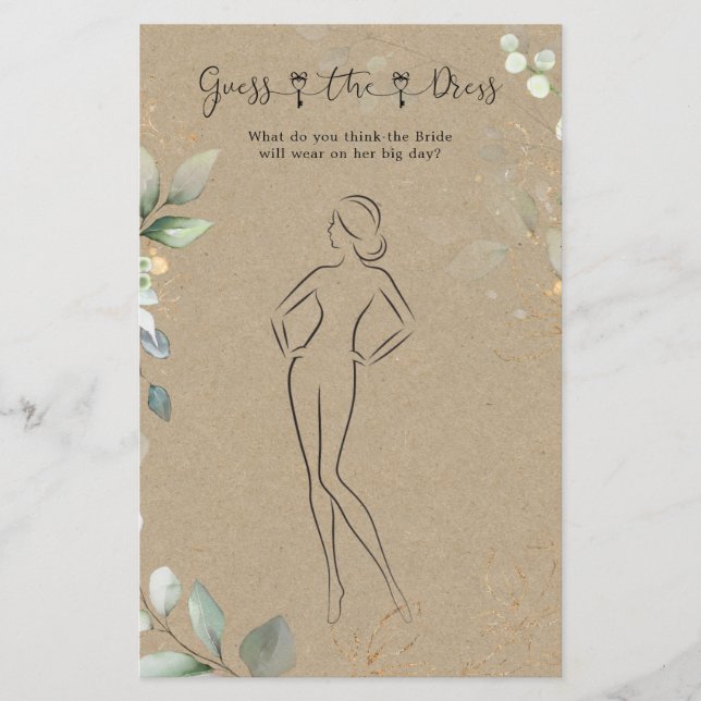 Flyer La Verdor Adivinan El Vestido Bridal Shower Game F (Frente)