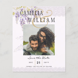 Flyer La Wisteria Púrpura Moderna Boda FOTOGRÁFICA Salva