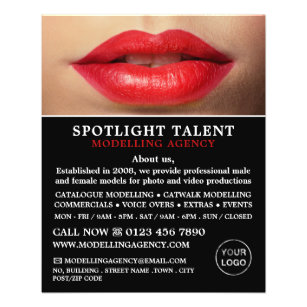Flyer Labios rojos, agencia de modelos, anuncio de agent