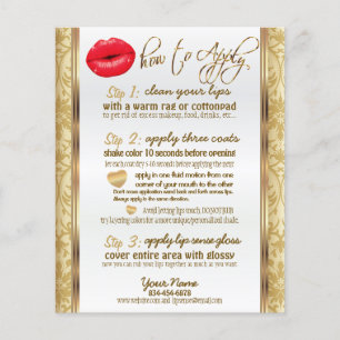 Flyer Labios Rojos y Damasco Dorado Instrucciones