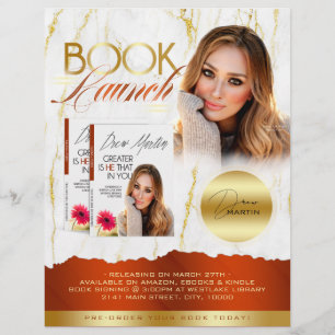 Flyer Lanzamiento de lanzamiento del libro de oro y Nara