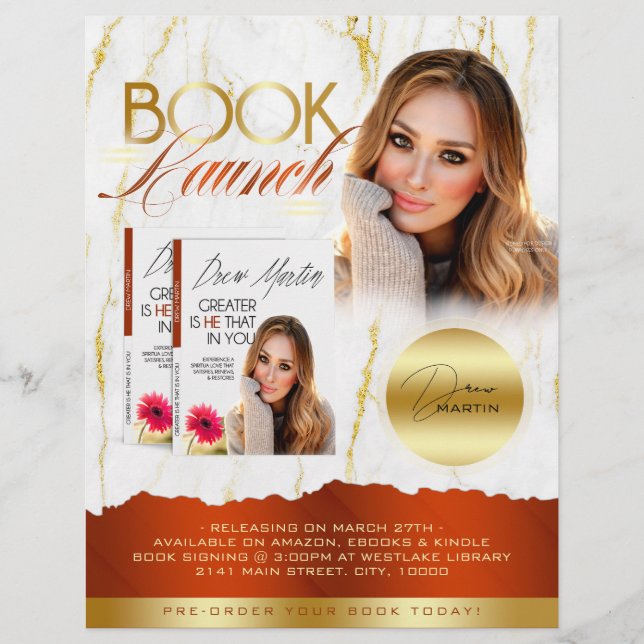 Flyer Lanzamiento de lanzamiento del libro de oro y Nara (Frente)