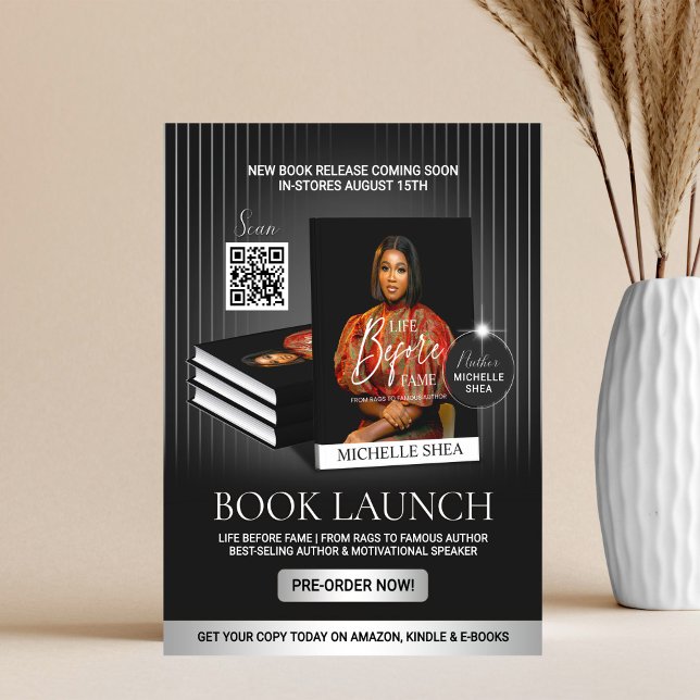 Flyer Lanzamiento de libro de autor negro y plata elegan (Subido por el creador)