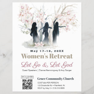 Flyer Las mujeres adoran la iglesia en retirada de los á