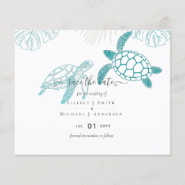 Flyer Las tortugas marinas Boda arte de línea moderna
