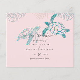 Flyer Las tortugas marinas Boda arte de línea moderna