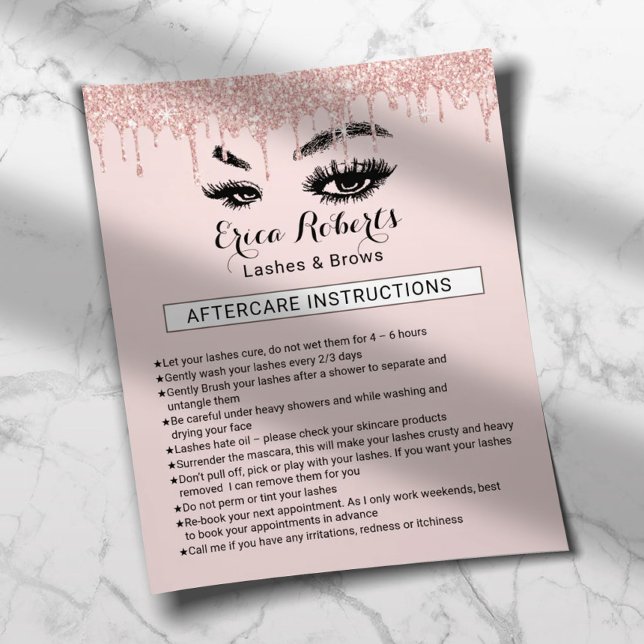 Flyer Lashes Eyelash Makeup Artist Aftercare Instruction (Subido por el creador)