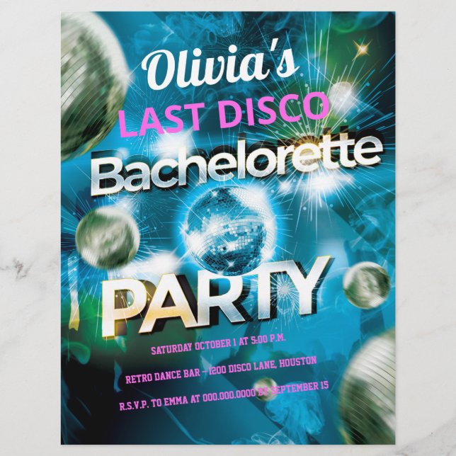 Flyer Last Disco Budget Bachelorette Party (Frente)