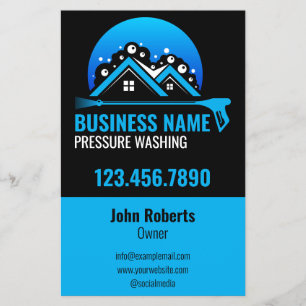 Flyer Lavado a Presión Profesional Azul Negro