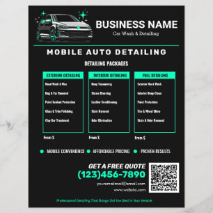 Flyer Lavado de Auto Móvil y Detallado Personalizado
