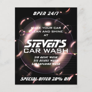 Flyer Lavado de coches con burbujas de jabón