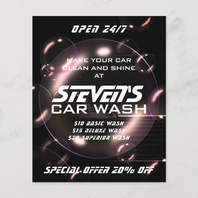 Flyer Lavado de coches con burbujas de jabón (Frente)