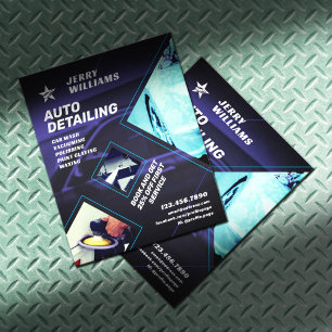 Flyer Lavado de coches con tonos azules
