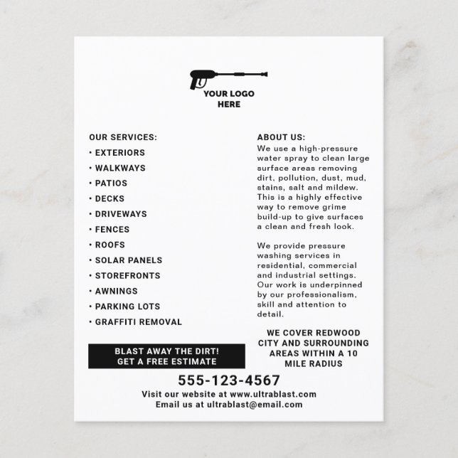 Flyer Lavado de presión Añadir el logotipo (Frente)
