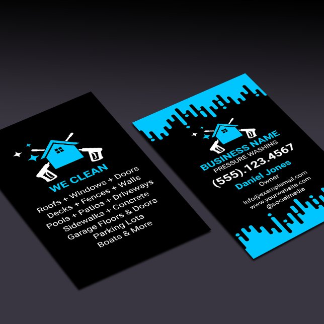 Flyer Lavado profesional de presión negro y azul (Subido por el creador)