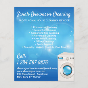Flyer Lavadora Azul Ama de Llaves Servicio de Limpieza