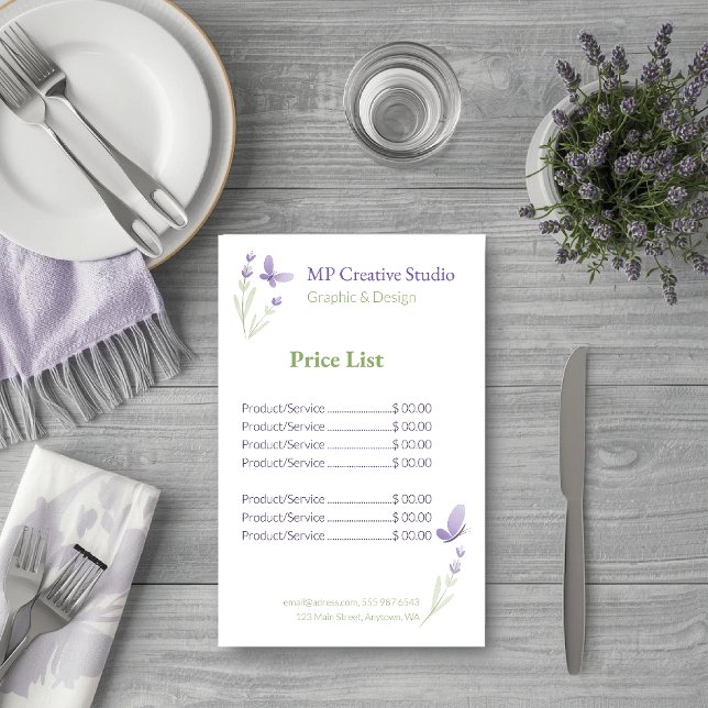 Flyer Lavender Business Branding Price List (Subido por el creador)