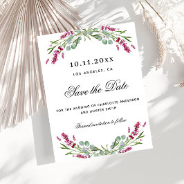 Flyer Lavender florals rosa boda de presupuesto ahorrand