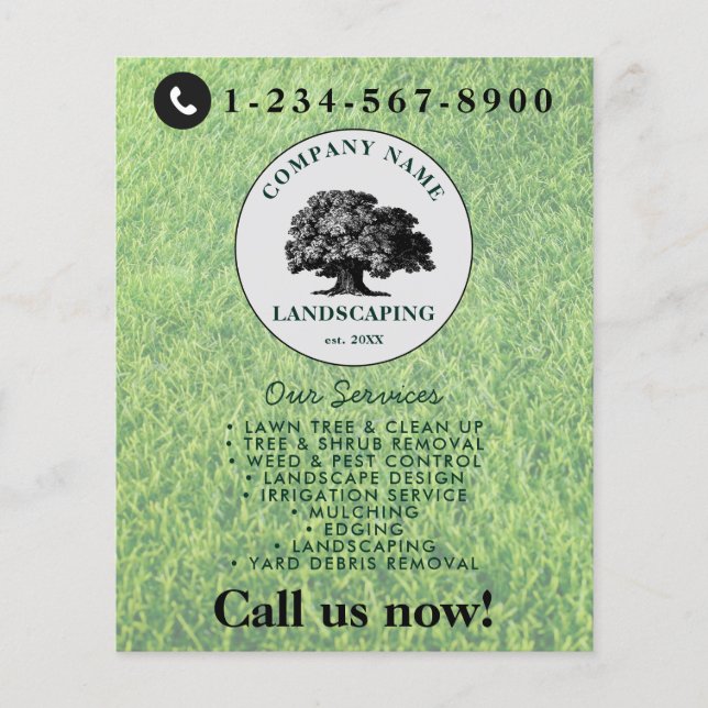Flyer Lawn Mowing Landscaping Garden Lawn Care Tree (Frente)