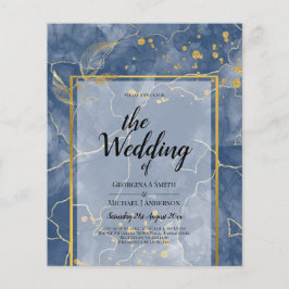 Flyer LeahG Azul Marino Dorado INVITACIÓN de Boda Abstra