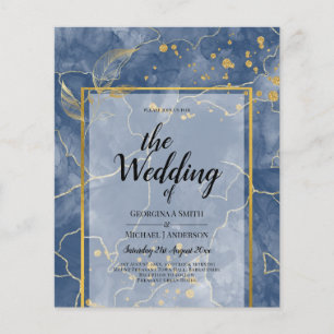 Flyer LeahG Azul Marino Dorado INVITACIÓN de Boda Abstra