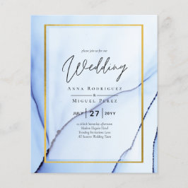 Flyer LeahG Azul Marino Dorado INVITACIÓN de Boda Abstra