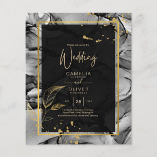 Flyer LeahG® Black Gold Ink Wedding INVITE