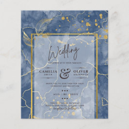 Flyer LeahG Blue Gold INK Resumen de boda