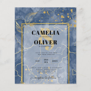 Flyer LeahG Blue Gold INK Resumen de boda
