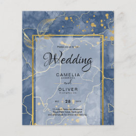 Flyer LeahG Blue Gold INK Resumen de boda