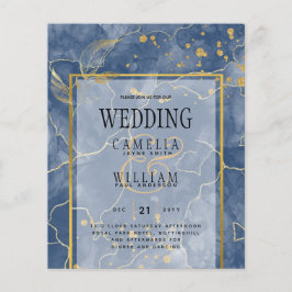 Flyer LeahG Blue Gold INK Resumen de boda