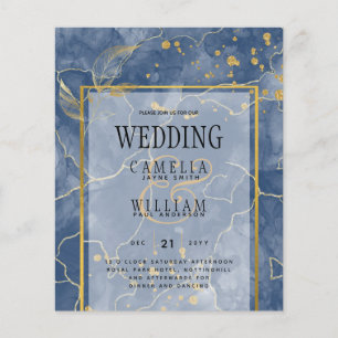 Flyer LeahG Blue Gold INK Resumen de boda