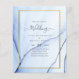Flyer LeahG Blue Gold INK Resumen de boda