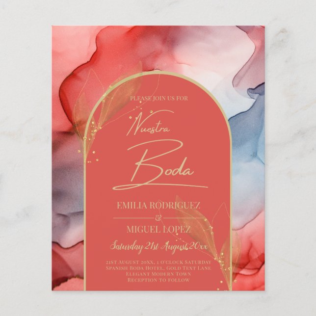 Flyer LeahG Coral Navy Blue Gold INVITE (Frente)