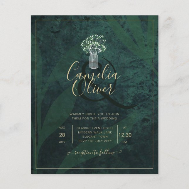 Flyer LeahG Emerald Forest Green Wedding INVITE (Frente)