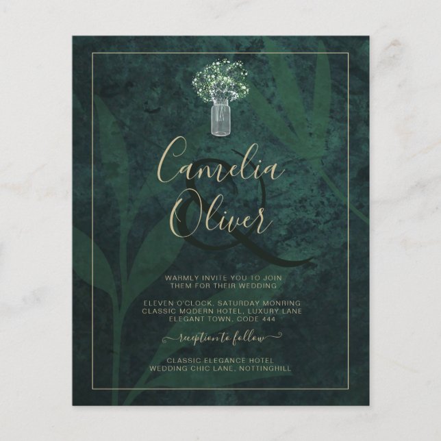 Flyer LeahG Emerald Forest Green Wedding INVITE (Frente)