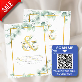 Flyer LeahG Eucalipto Verdor Oro CODIGO QR DE BODA Inv