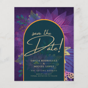 Flyer LeahG Green Purple Gold JEWEL TONES Wedding INVITE
